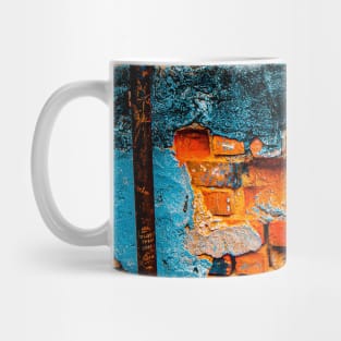 Orange blue brick wall with lion profile Mug